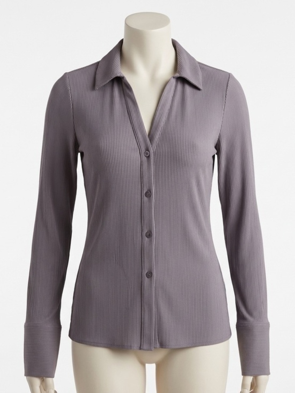 JASON WU Ribbed Gray Button Down Shirt, Size Medium.